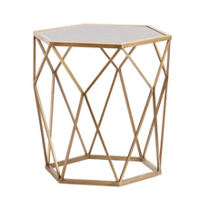 Load image into Gallery viewer, Reflective Glass Hexagon Mirrored End Table - Gold
