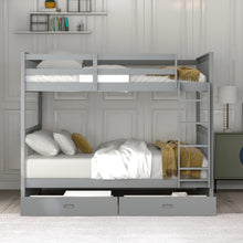 Load image into Gallery viewer, Full-Over-Full Bunk Bed with Ladders and Two Storage Drawers (Gray)(OLD SKU:LT000365AAE)
