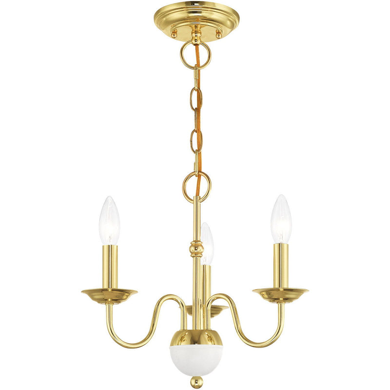 13" Three Light Dimmable Chandelier With Shades - Brass