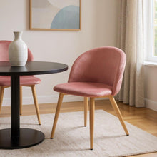 Load image into Gallery viewer, Velvet Metal Dining Side Chair - Pink / Oak
