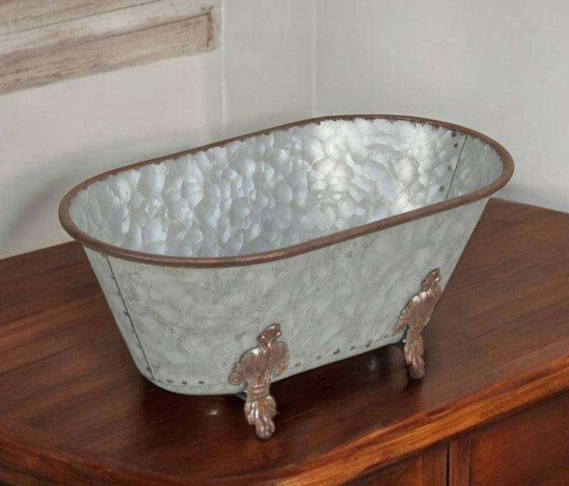 Hand Painted Decorative Tub Tabletop Sculpture (399640) - Gray