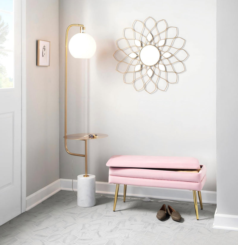 Symbol - Contemporary / Glam Floor Lamp Side Table - White Marble