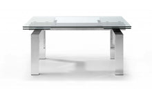 Load image into Gallery viewer, 63" Glass And Stainless Steel Self-Storing Leaf Dining Table - Clear
