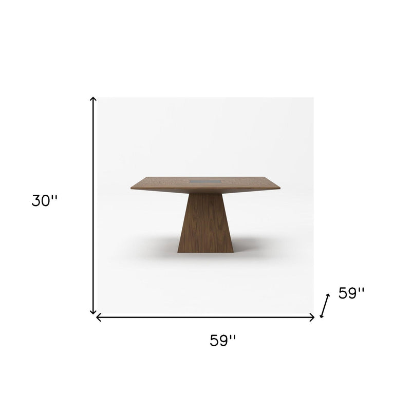 59" Square Solid Manufactured Wood Dining Table - Brown / Black
