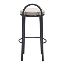 Load image into Gallery viewer, 30" Chenille And Steel Low Back Bar Height Bar Chairs (Set of 2) - Beige / Black
