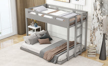 Load image into Gallery viewer, Twin over Full Bunk Bed with Built-in Ladder,Gray
