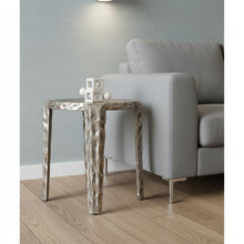 Load image into Gallery viewer, Distressed Aluminum Round End Table (605385) - Silver
