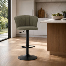 Load image into Gallery viewer, Swivel Bar Stool With Curved Upholstered Backrest And Footrest - Green
