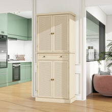 Load image into Gallery viewer, 4 Door Storage Cabinet With 1 Drawer And 4 Adjustable Inner Shelves - Natural
