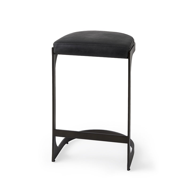 29" Iron Backless Bar Chair - Black