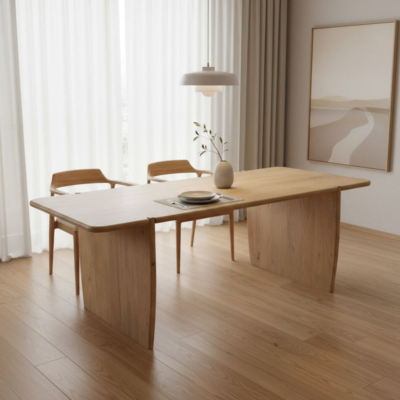 80" Wood Double Pedestal Base Dining Table - Natural