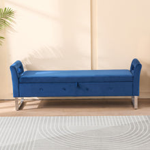 Load image into Gallery viewer, Wide Storage Soft Ottoman Bench With Armrests
