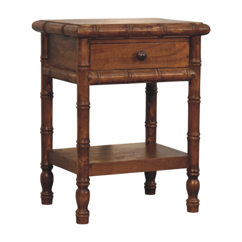 Solid Wood Spindle One Drawer Nightstand - Chestnut