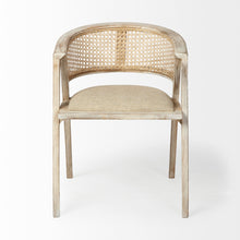 Load image into Gallery viewer, Upholstered Linen Curved Back Dining Room Arm Chair - Natural
