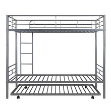 Load image into Gallery viewer, Twin-Over-Twin Metal Bunk Bed With Trundle,Can be Divided into two beds,No Box Spring needed ,White ( old sku: MF194806AAN )
