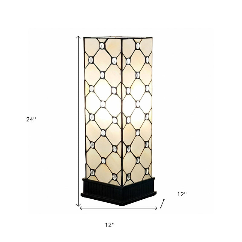 Tiffany Style Jeweled Base Table Lamp - Dark Brown