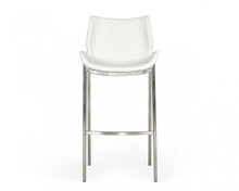 Load image into Gallery viewer, Faux Leather And Steel Low Back Bar Height Bar Chairs (Set of 2) - White And Silver
