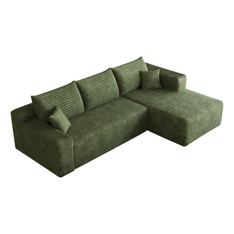 Corduroy Modular L Shaped Sofa And Chaise Sectional (762666) - Green
