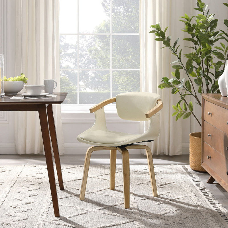 Upholstered Faux Leather Dining Arm Chair - White