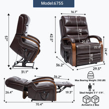 Load image into Gallery viewer, Power Lift Recliner Chair Dual Motor Infinite Position With Heat Massage And Heavy Duty Motion Mechanism - Brown
