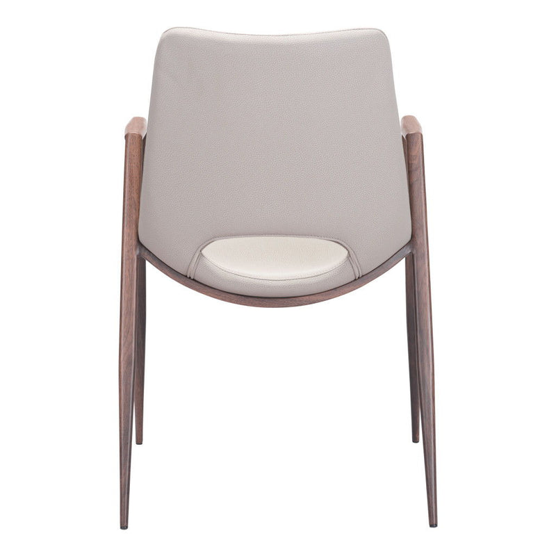 Upholstered Faux Leather Dining Arm Chairs (Set of 2) - Beige