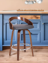 Load image into Gallery viewer, Faux Leather And Iron Low Back Counter Height Swivel Bar Chair - Gray And Brown
