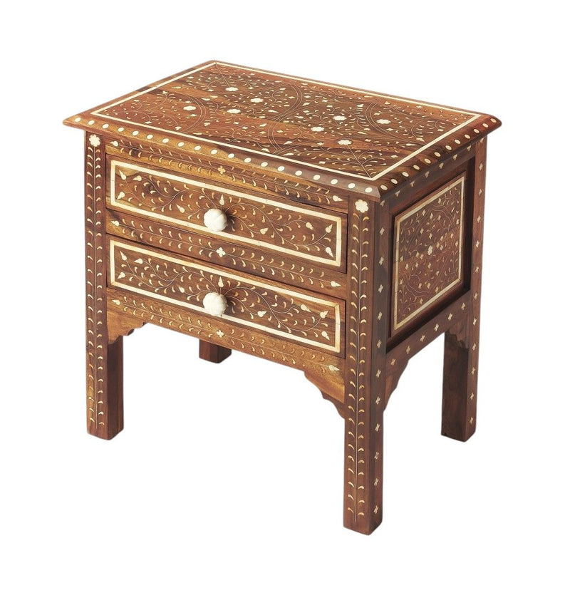 Solid Wood Frame Standard Accent Chest With Two Drawers - Brown And White