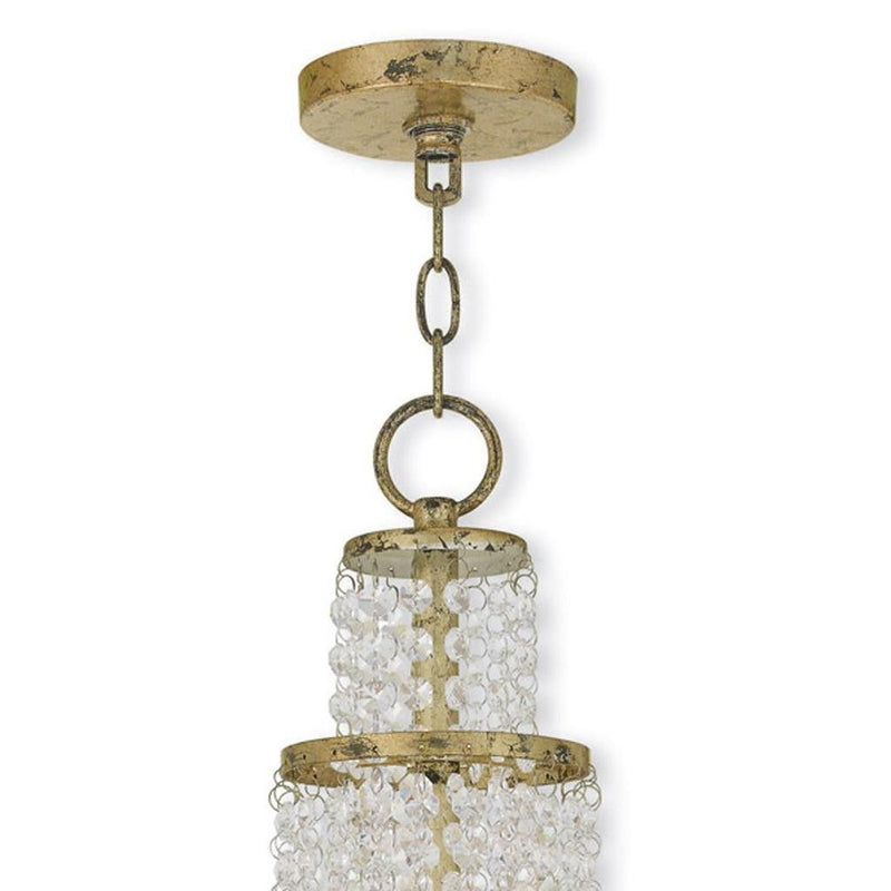 22" Three Light Metal Dimmable Chandelier With Shades - Gold / Clear / Off White