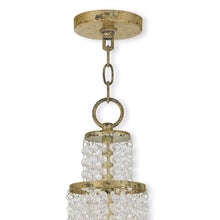 Load image into Gallery viewer, 22" Three Light Metal Dimmable Chandelier With Shades - Gold / Clear / Off White
