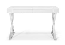 Load image into Gallery viewer, 47" White and Silver Writing Desk With Two Drawers
