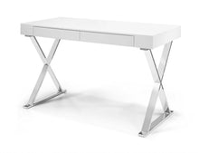 Load image into Gallery viewer, 47" White and Silver Writing Desk With Two Drawers
