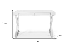 Load image into Gallery viewer, 47" White and Silver Writing Desk With Two Drawers
