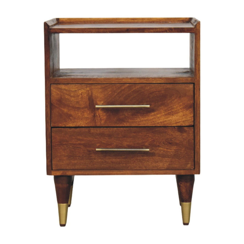Solid Wood Two Drawer Nightstand (738177) - Chestnut