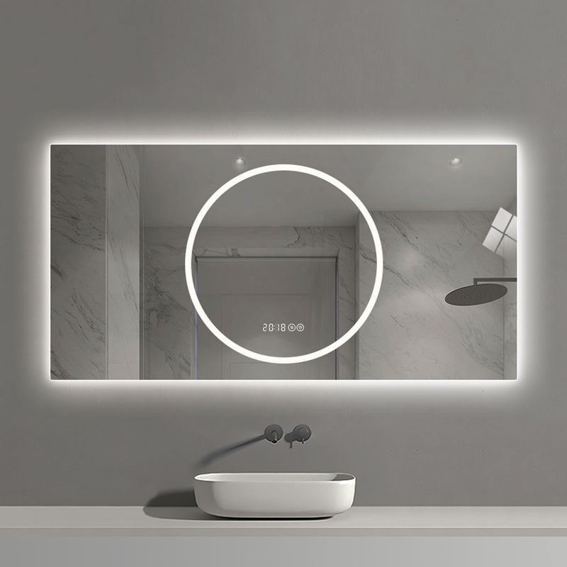 47" Round Lighted Frameless Bathroom Vanity Mirror - Silver