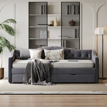 Load image into Gallery viewer, Full Size Bed Frame, Upholstered Cloud Bed Frame With Headboard, 2 Storage Drawers And 2 USB Charging Design, No Box Spring Needed - Gray
