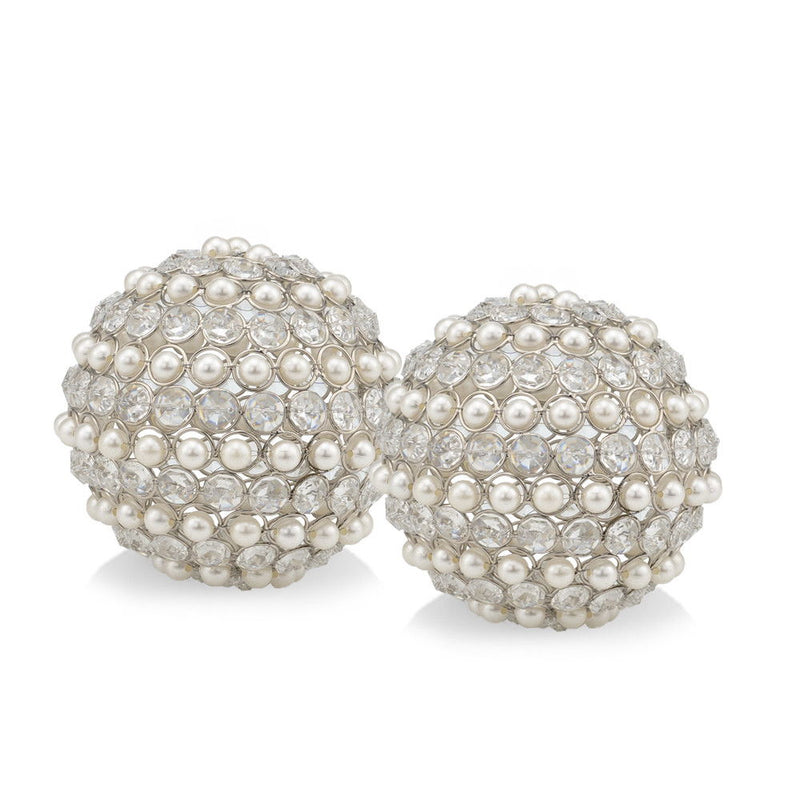 Decorative Orbs (Set of 2) (480014) - Silver / Clear