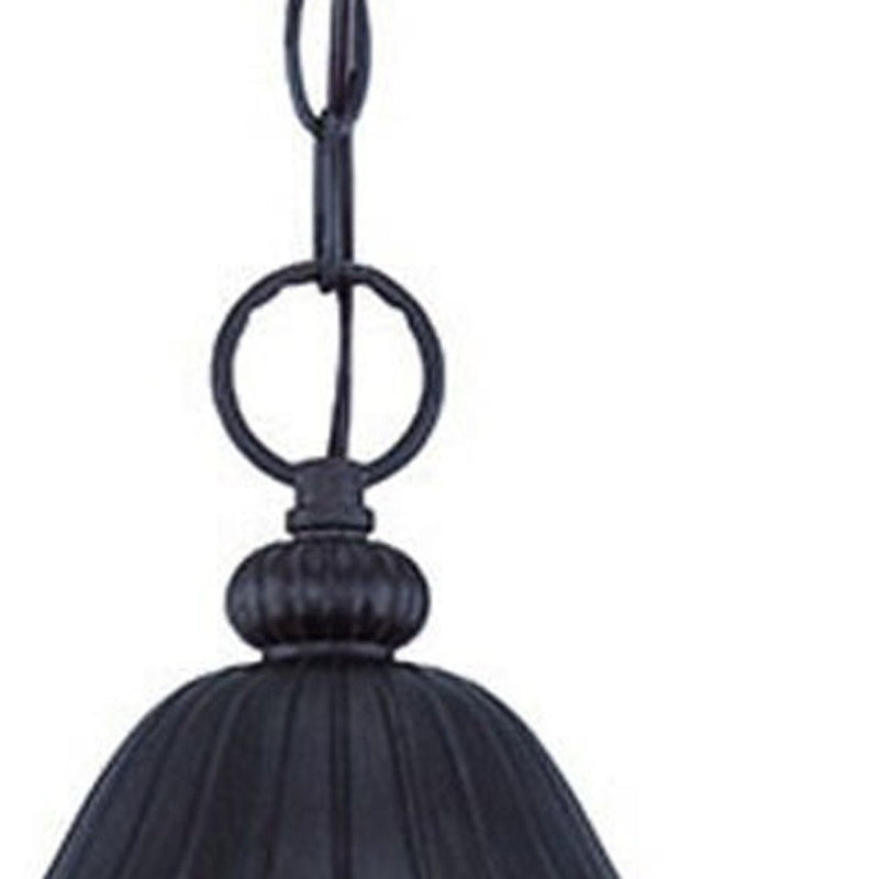 Three Light Leaf Detail Hanging Light - Matte Black