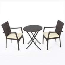 Load image into Gallery viewer, 3 Piece Bistro Set With Water Resistant Cushions And 2 Chairs - Brown Multi
