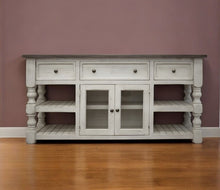 Load image into Gallery viewer, Solid Wood, Open Shelving Distressed TV Stand - Ivory
