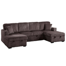 Load image into Gallery viewer, Convertible Sectional, Storage Chaises, Pull Out Middle Section - Chocolate
