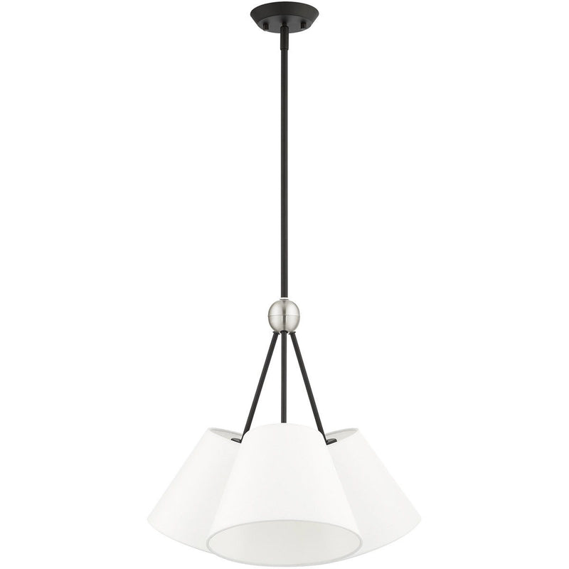 21" Three Light Dimmable Chandelier With Shades - Black