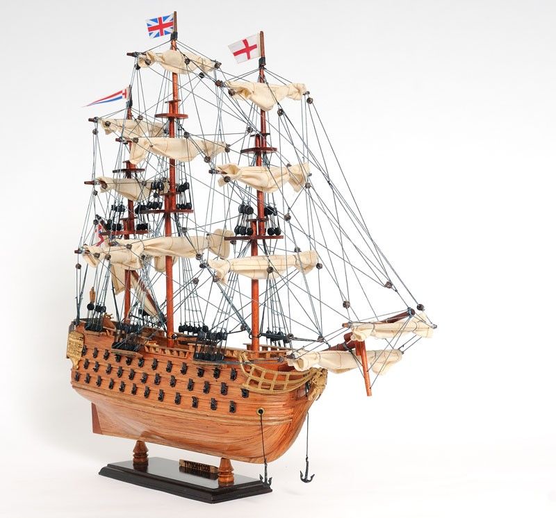 HMS Victory Hand Painted Decorative Boat - Brown