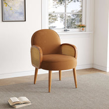 Load image into Gallery viewer, Accent Chair With Rattan Armrests And Wooden Legs Velvet For Living Room
