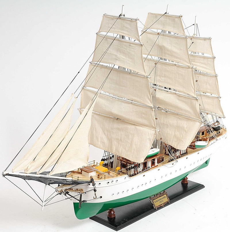 Solid Wood Hand Painted Model Boat - Green And White