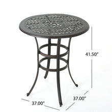 Load image into Gallery viewer, Traditional Style Cast Aluminum Bar Table With Lattice Design And Umbrella Holder - Bronze
