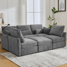 Load image into Gallery viewer, Modern Modular U-Shaped Sofa Bed With Movable Ottoman, USB Ports, Phone Holder
