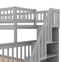 Load image into Gallery viewer, Twin over Full Stairway Bunk Bed with Storage, Gray
