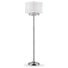 Load image into Gallery viewer, 63" Steel Three Light Candelabra Floor Lamp With Drum Shade - Silver White
