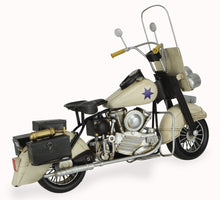 Load image into Gallery viewer, Hand Painted Early 1900's Police Motorcycle Model Model Motorcycle - Cream

