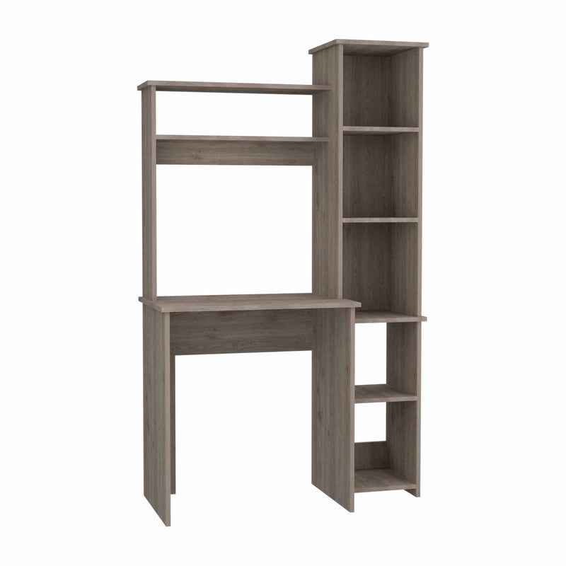 2 Piece Set Computer Desk With Hutch And Bookshelf - Light Gray